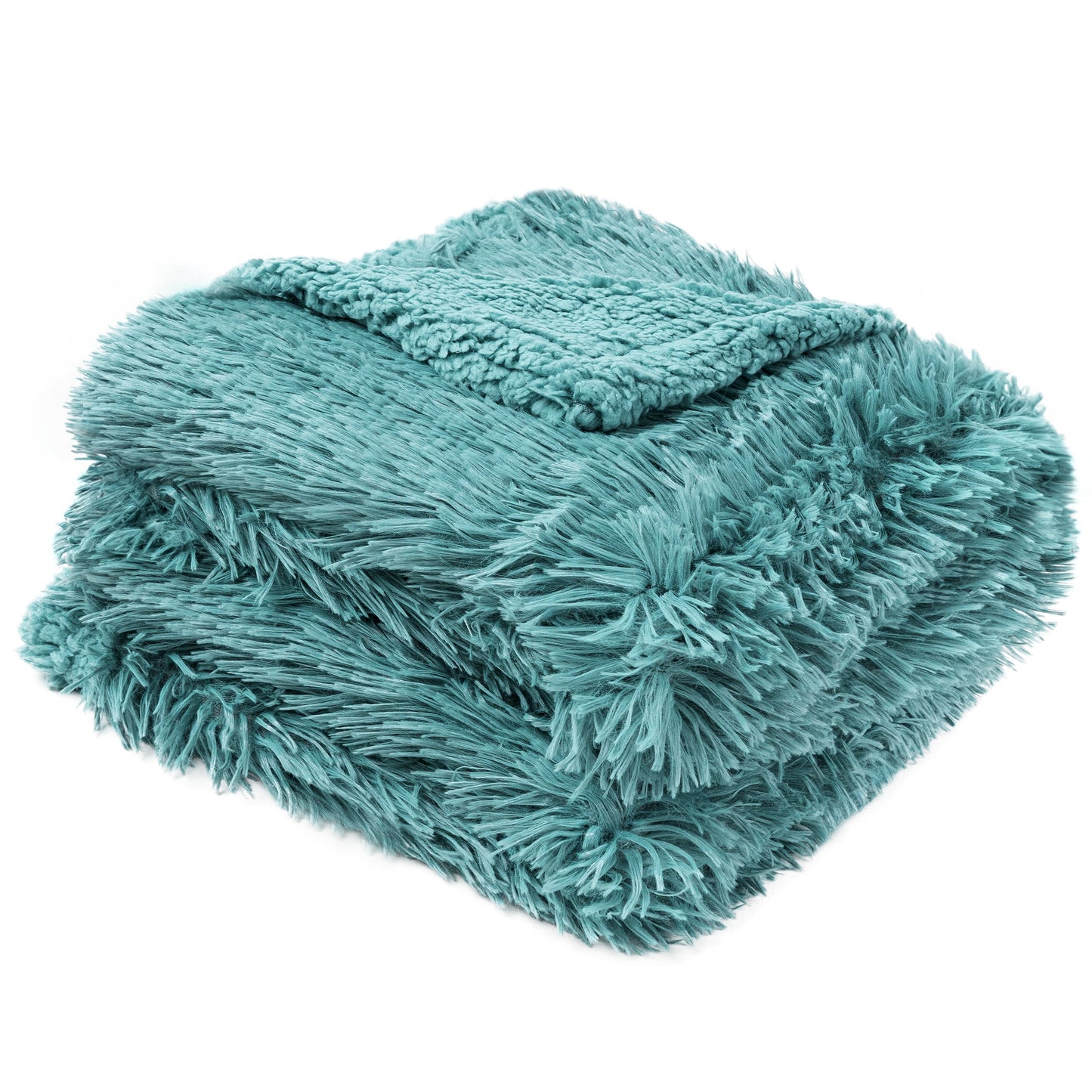 Teal Green Fluffy Throw Blanket for Couch, Fuzzy Blanket for Women Men, Furry Plush Warm Blanket Bed Sofa, Super Soft Thick Faux Fur Sherpa Blanket Throw, 50X60