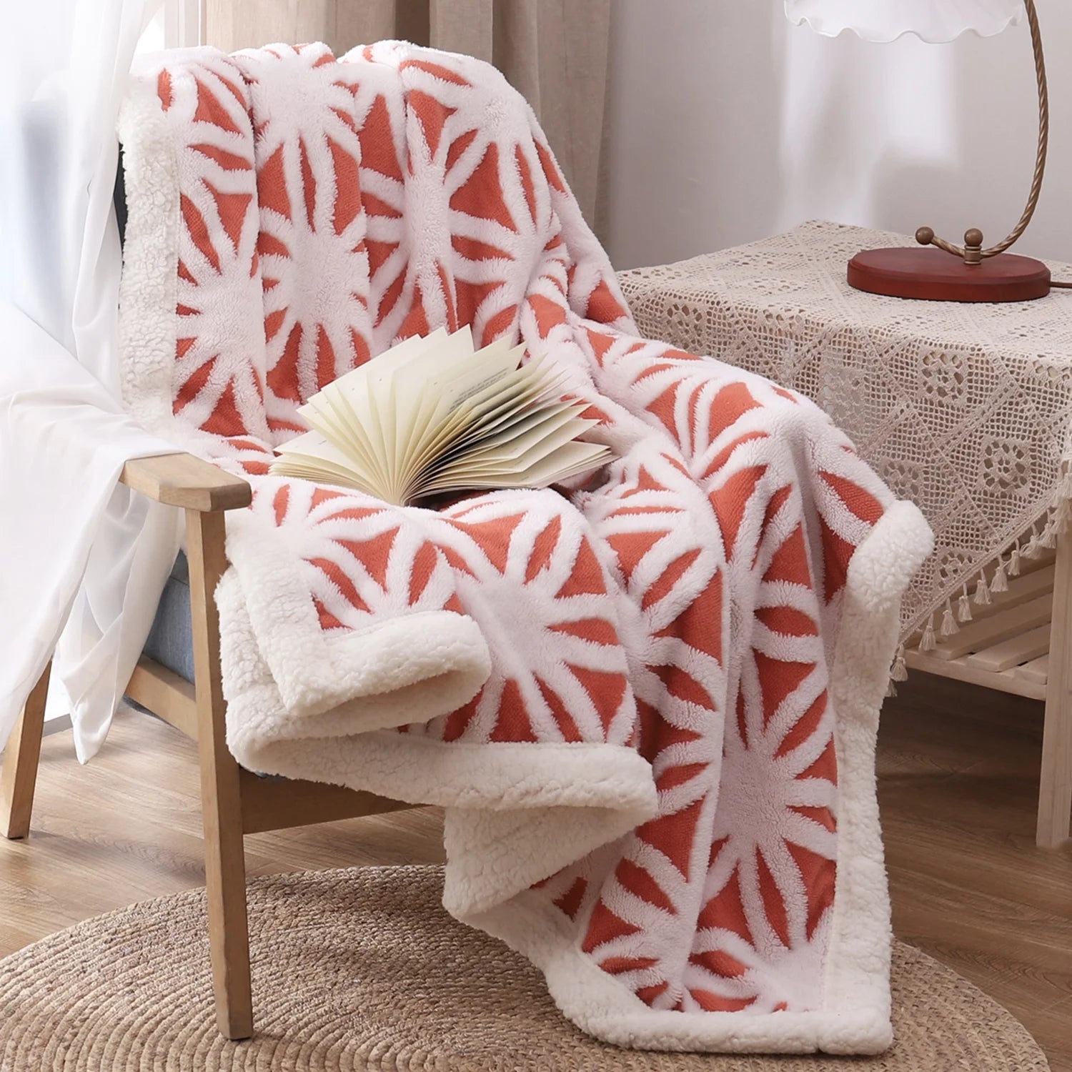 Sherpa Fleece Blanket Fuzzy Soft Throw Blanket Dual Sided Blanket for Couch Sofa Bed (Coral,51"X63")