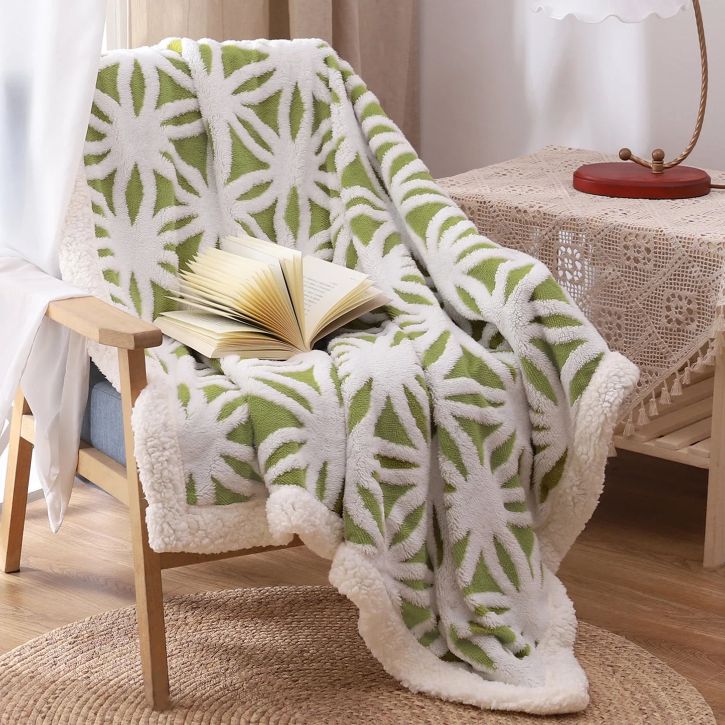 Sherpa Fleece Blanket Fuzzy Soft Throw Blanket Dual Sided Blanket for Couch Sofa Bed (Fruit Green,51"X63")