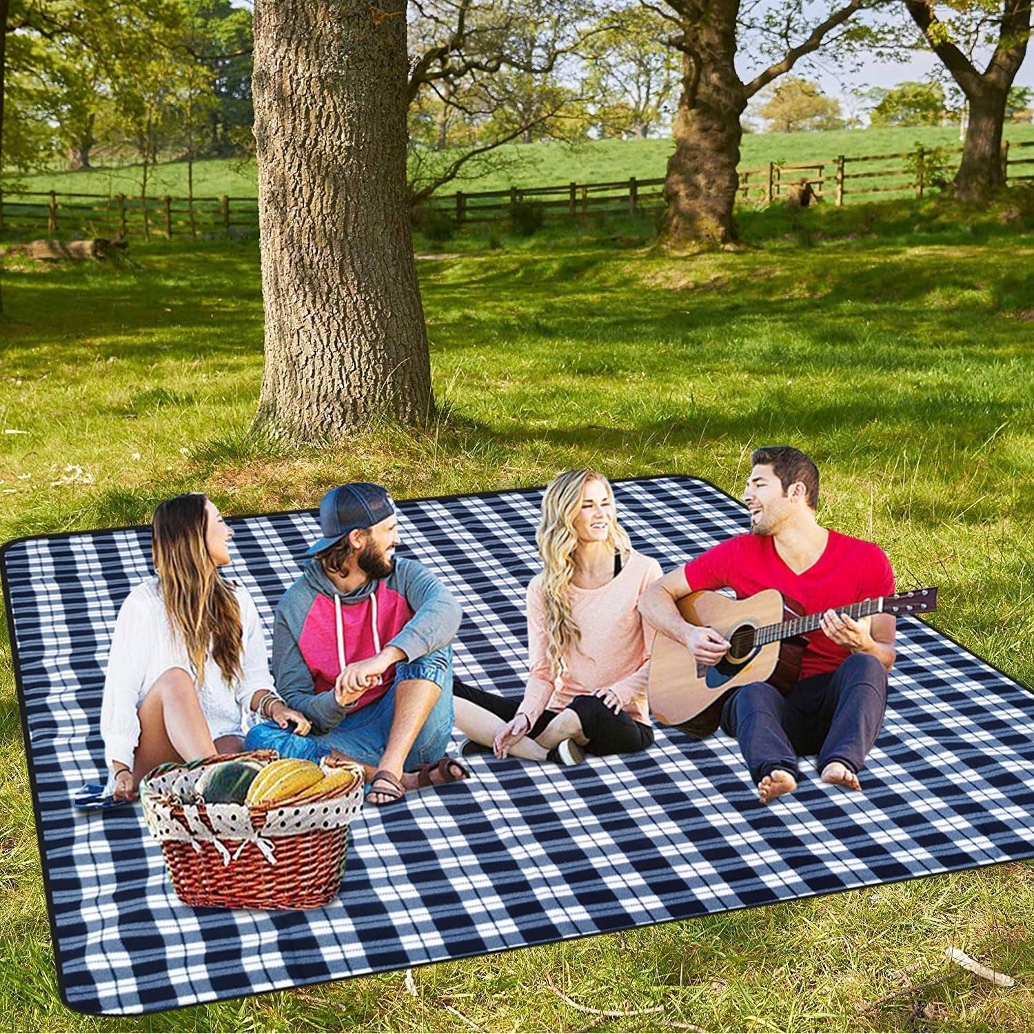 Picnic Blanket,Picnic Blanket Waterproof Foldable with 3 Layers Material,Extra Large Picnic Blanket Picnic Mat Beach Blanket 78.7"X118.1" for Camping Beach Park Hiking Fireworks,Larger & Thicker(Xl)