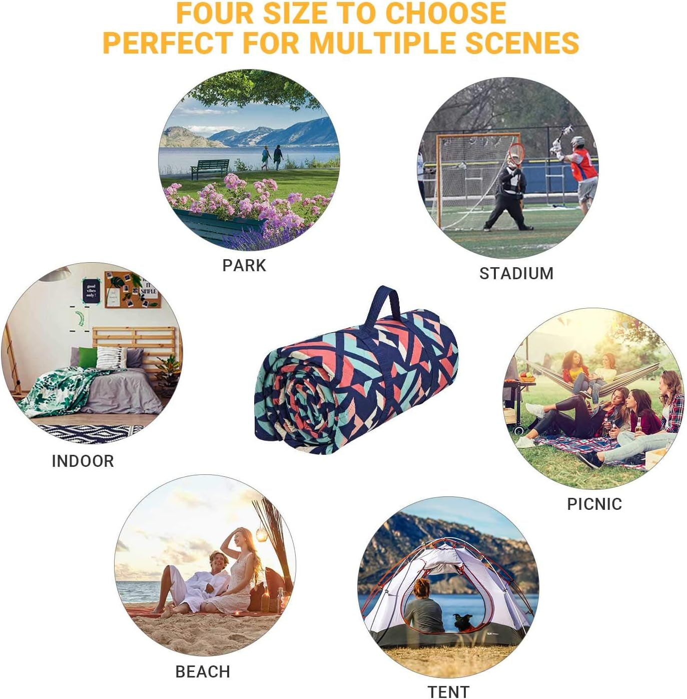 Outdoor Picnic Blanket Waterproof Beach Blanket Stadium Blanket Camping Blanket Lightweight Beach Mat Portable Picnic Mat for Travel Camping Hiking