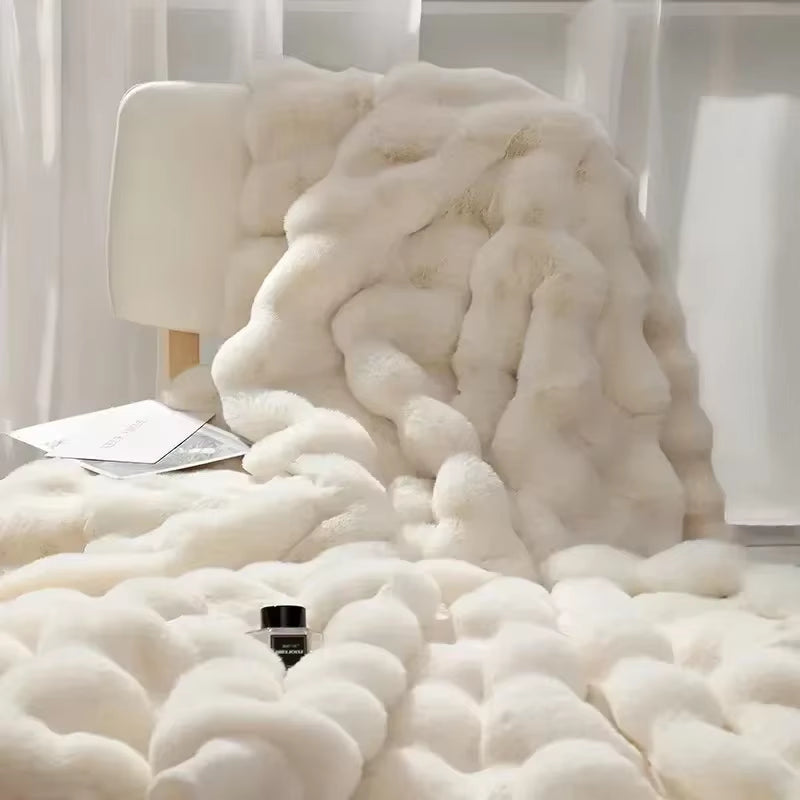 Imitation Rabbit Fur Plush Blanket Winter Warmth Super Comfortable Blanket Bed Luxury Warm Sofa Cover High Quality Throw Blanket