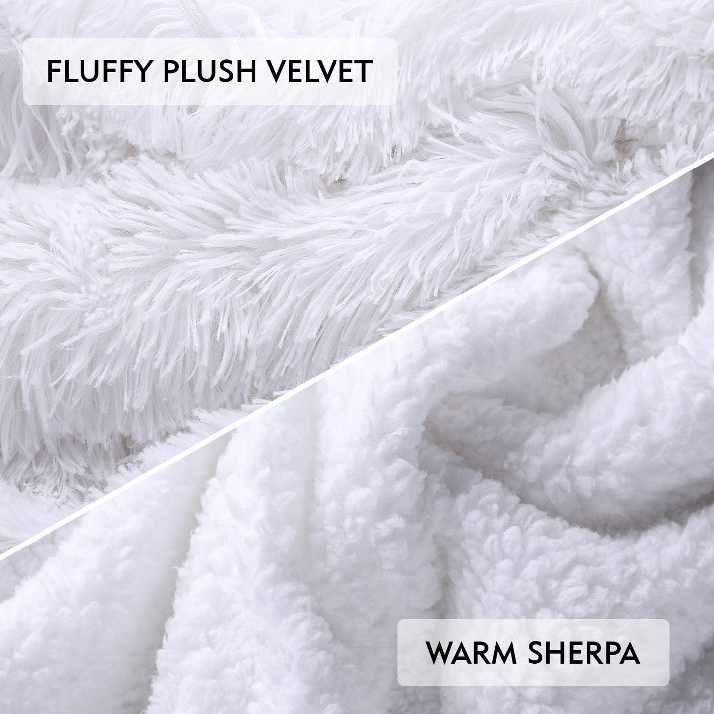 Soft Fluffy Blanket Fuzzy Sherpa Plush Cozy Faux Fur Throw Blankets for Bed Couch Sofa Chair Decorative, 60''X80'' White