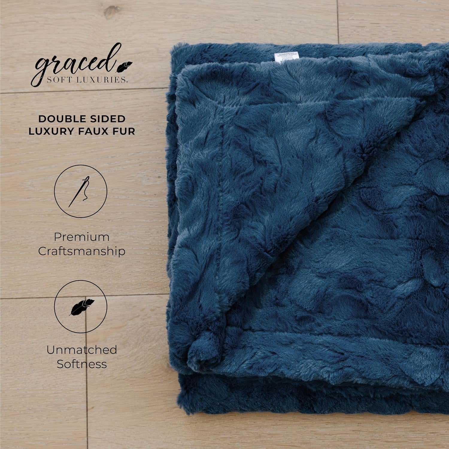 Throw Blanket Oversized Warm Cozy Comfy Cuddly Elegant Softest Faux Fur for Home, Couch, Bed, Sofa, Chair, Travel (XL 60" X 80", Blue)