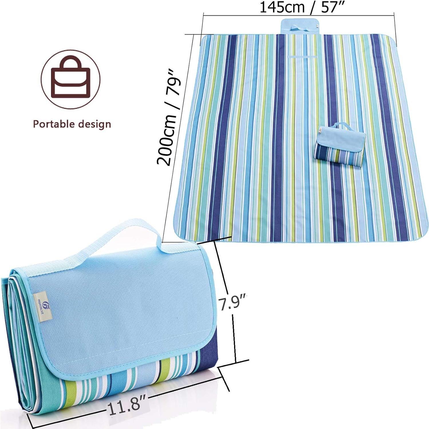 Beach Blanket Extra Large Picnic Blanket Sandproof Waterproof Outdoor Indoor Blanket Lightweight Handy Mat Portable Beach Mat for Camping Hiking Travel Park Grass