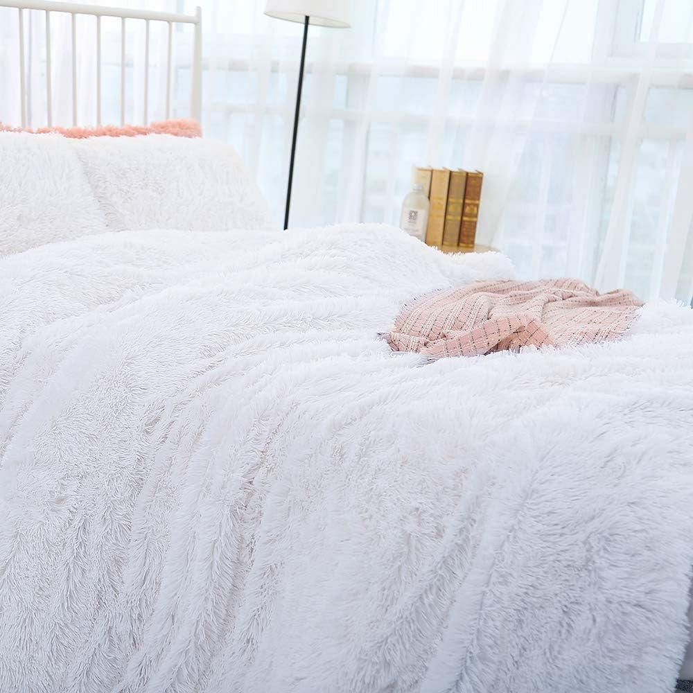 Soft Fluffy Blanket Fuzzy Sherpa Plush Cozy Faux Fur Throw Blankets for Bed Couch Sofa Chair Decorative, 60''X80'' White