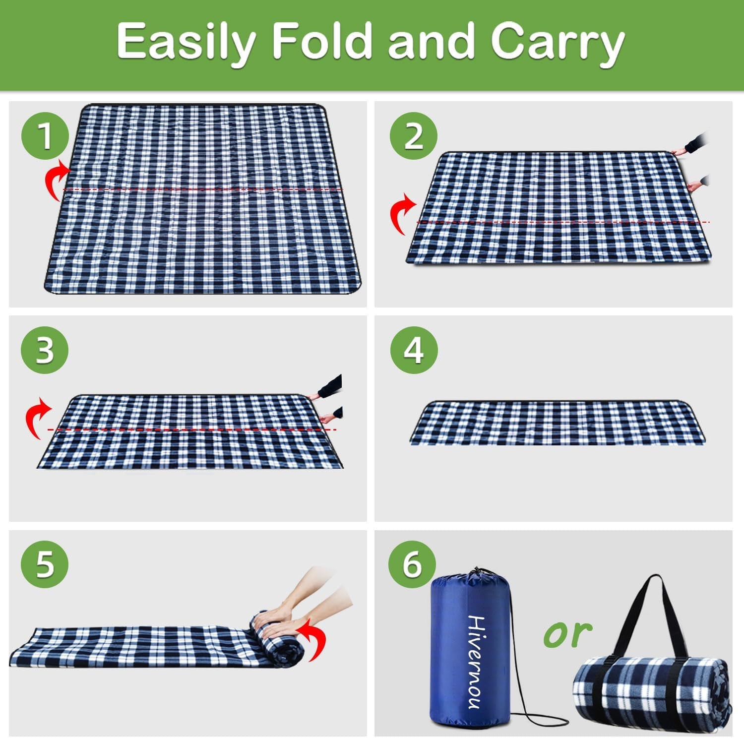 Picnic Blanket,Picnic Blanket Waterproof Foldable with 3 Layers Material,Extra Large Picnic Blanket Picnic Mat Beach Blanket 78.7"X118.1" for Camping Beach Park Hiking Fireworks,Larger & Thicker(Xl)