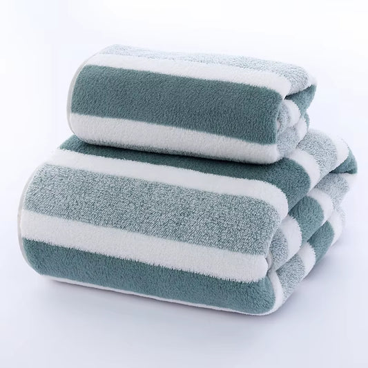 Striped Pattern Towel Set Soft Hand Towel Bath Towel Quick Drying Absorbent Towels for Bathroom