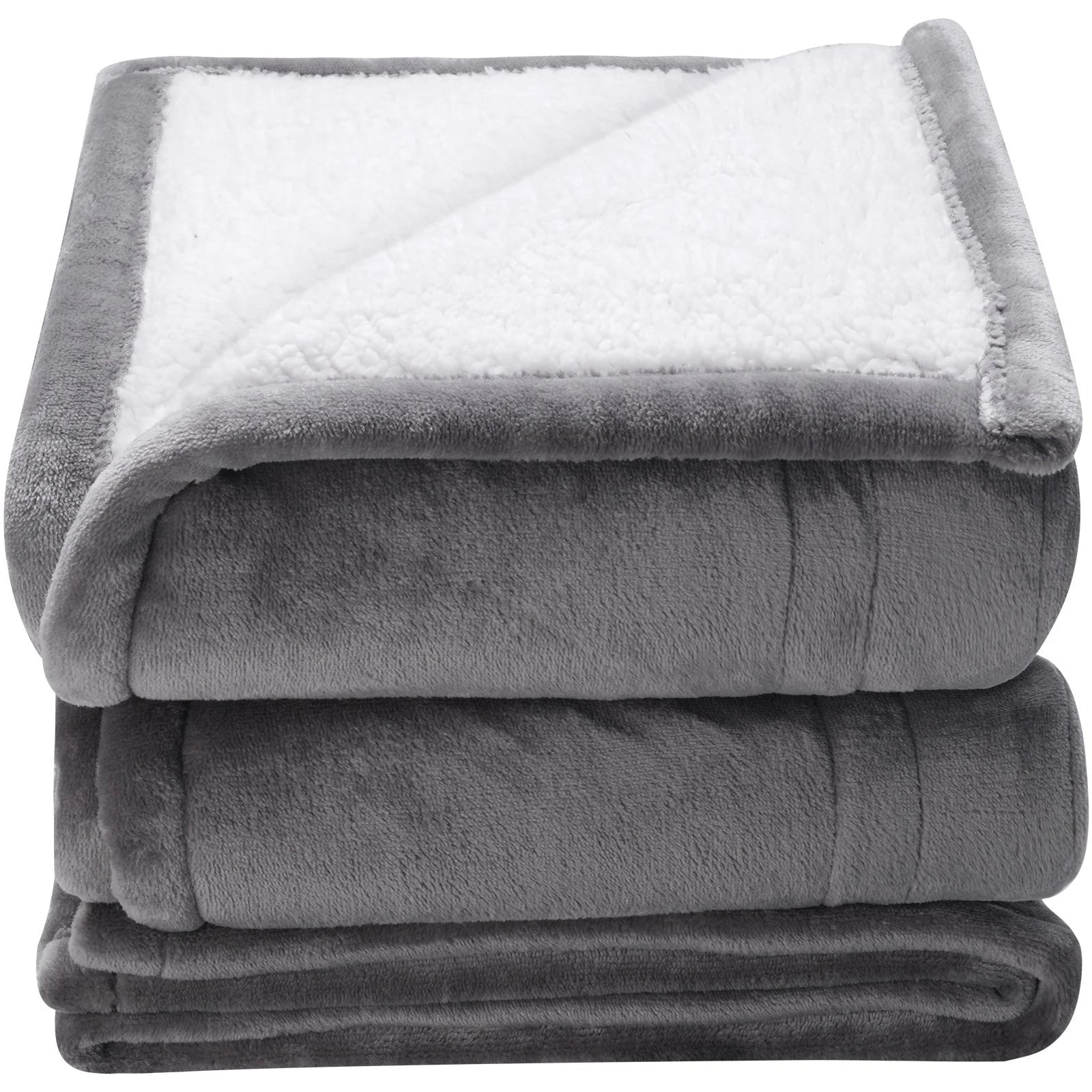 VEVOR Heated Blanket Electric Throw, 50" X 60" Twin Size, Soft Flannel & Sherpa Heating Blanket with 3 Hours Timer Auto-Off, 5 Heating Levels for Sofa, Machine Washable, ETL & FCC Certification (Grey)