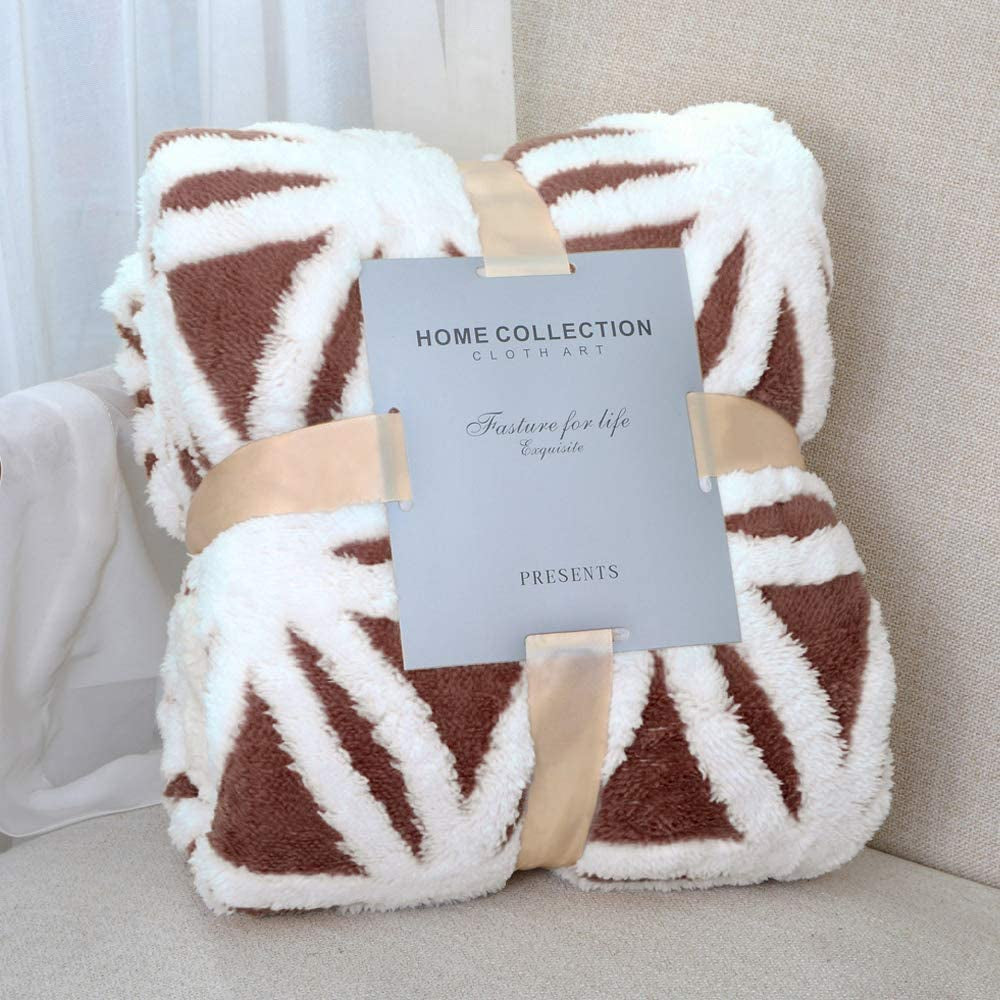 Sherpa Fleece Blanket Fuzzy Soft Throw Blanket Dual Sided Blanket for Couch Sofa Bed (Brown, 60''X80'')