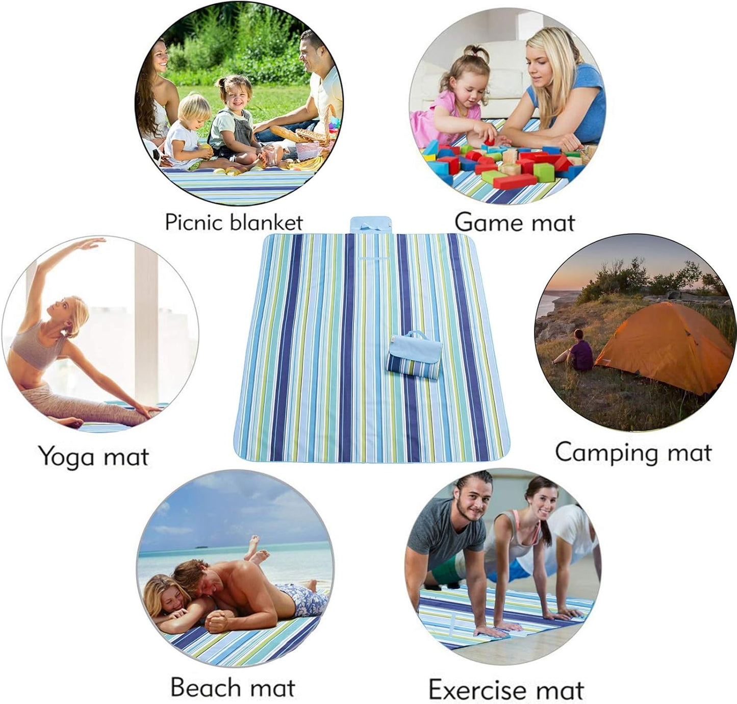 Beach Blanket Extra Large Picnic Blanket Sandproof Waterproof Outdoor Indoor Blanket Lightweight Handy Mat Portable Beach Mat for Camping Hiking Travel Park Grass